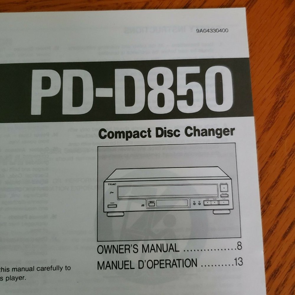 TEAC PD-D850 CD Player Compact Disc Changer Service Manual Original OEM Japan - Picture 5 of 5